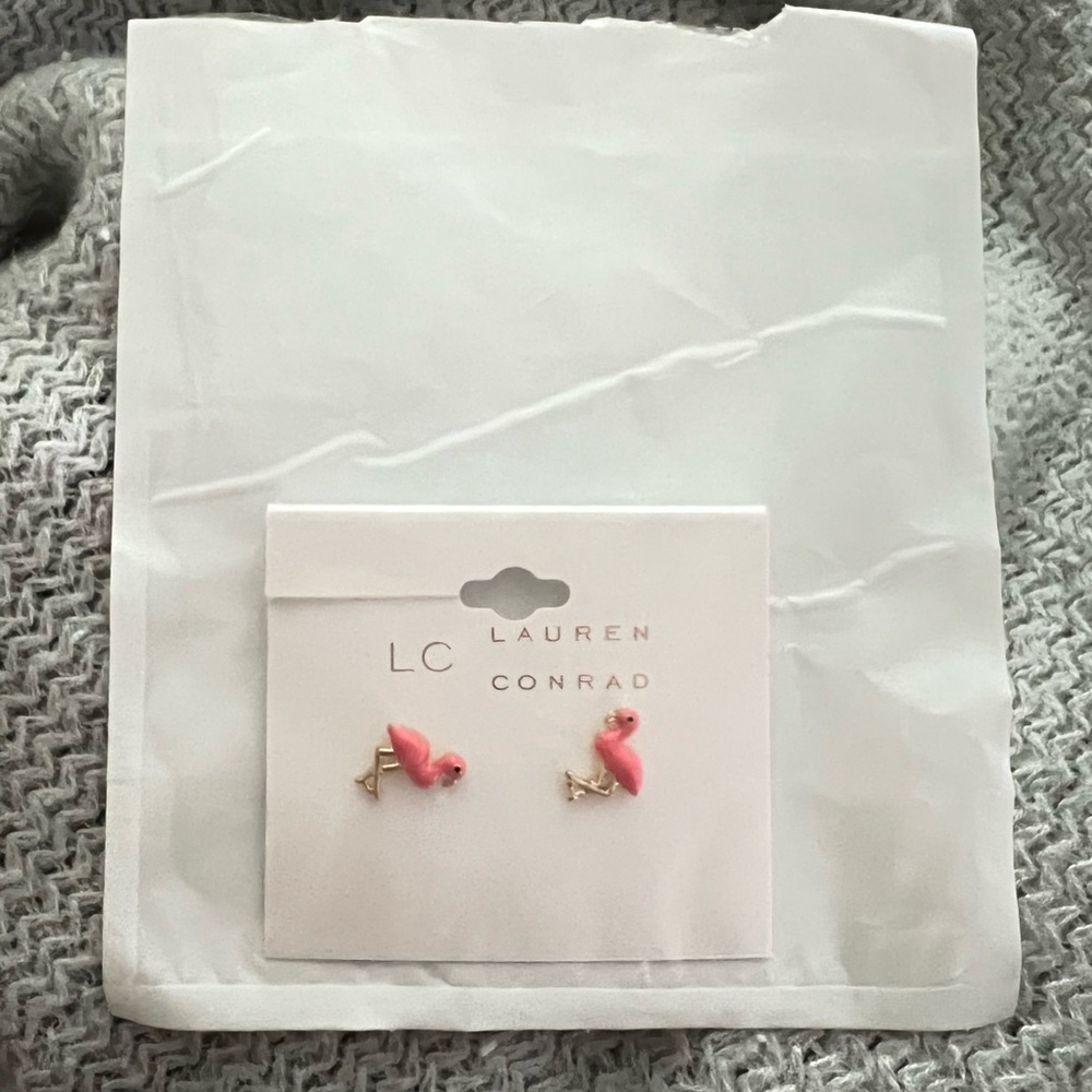 Lauren Conrad Pink Flamingo Stud Earrings